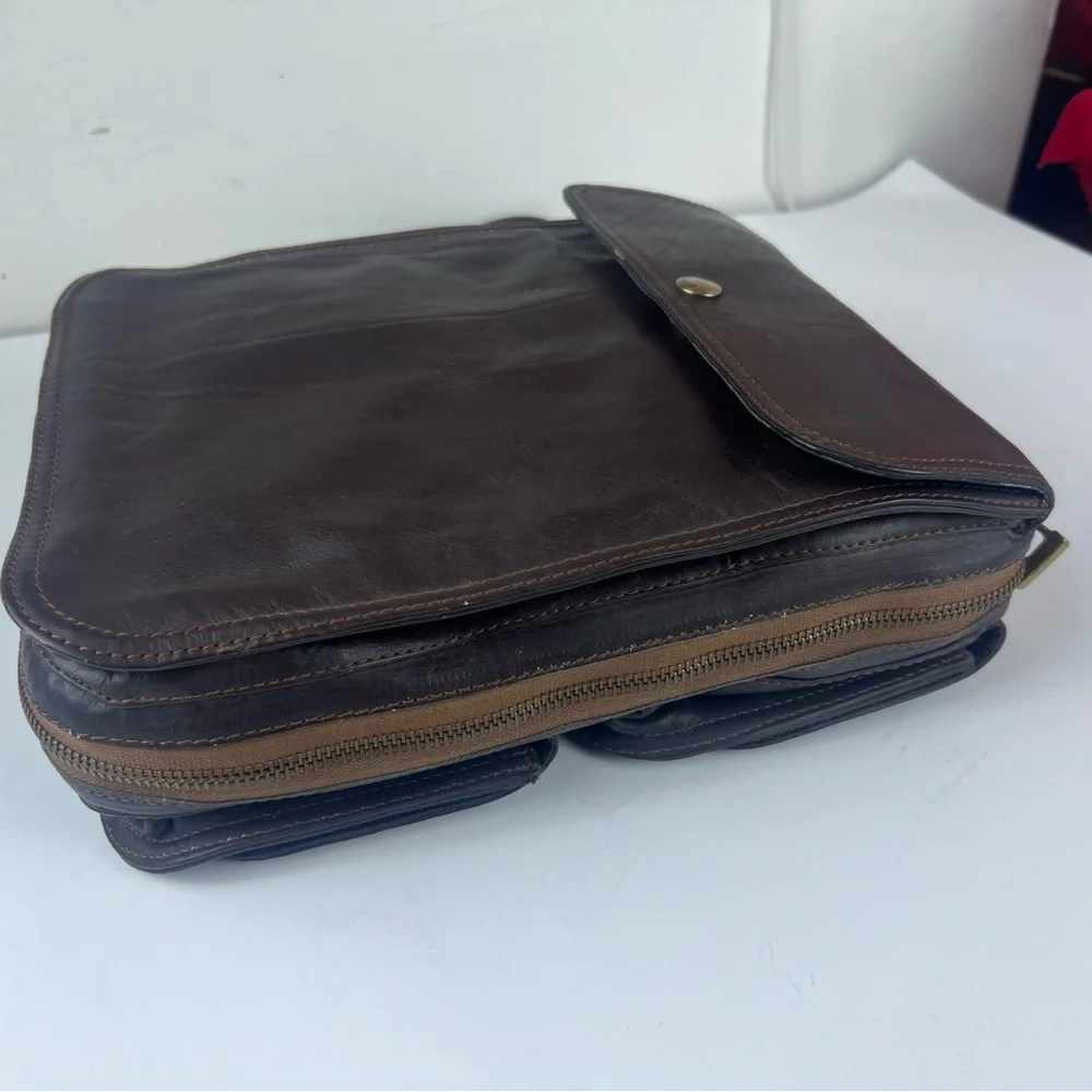 Vintage Men’s Brown Leather Convertible Travel Bag Briefcase Work Bag